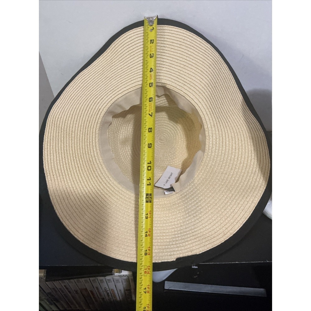 Lane Bryant Straw Sun Hat Wide Brim Beige Black One Size Summer NWT - Picture 7 of 7